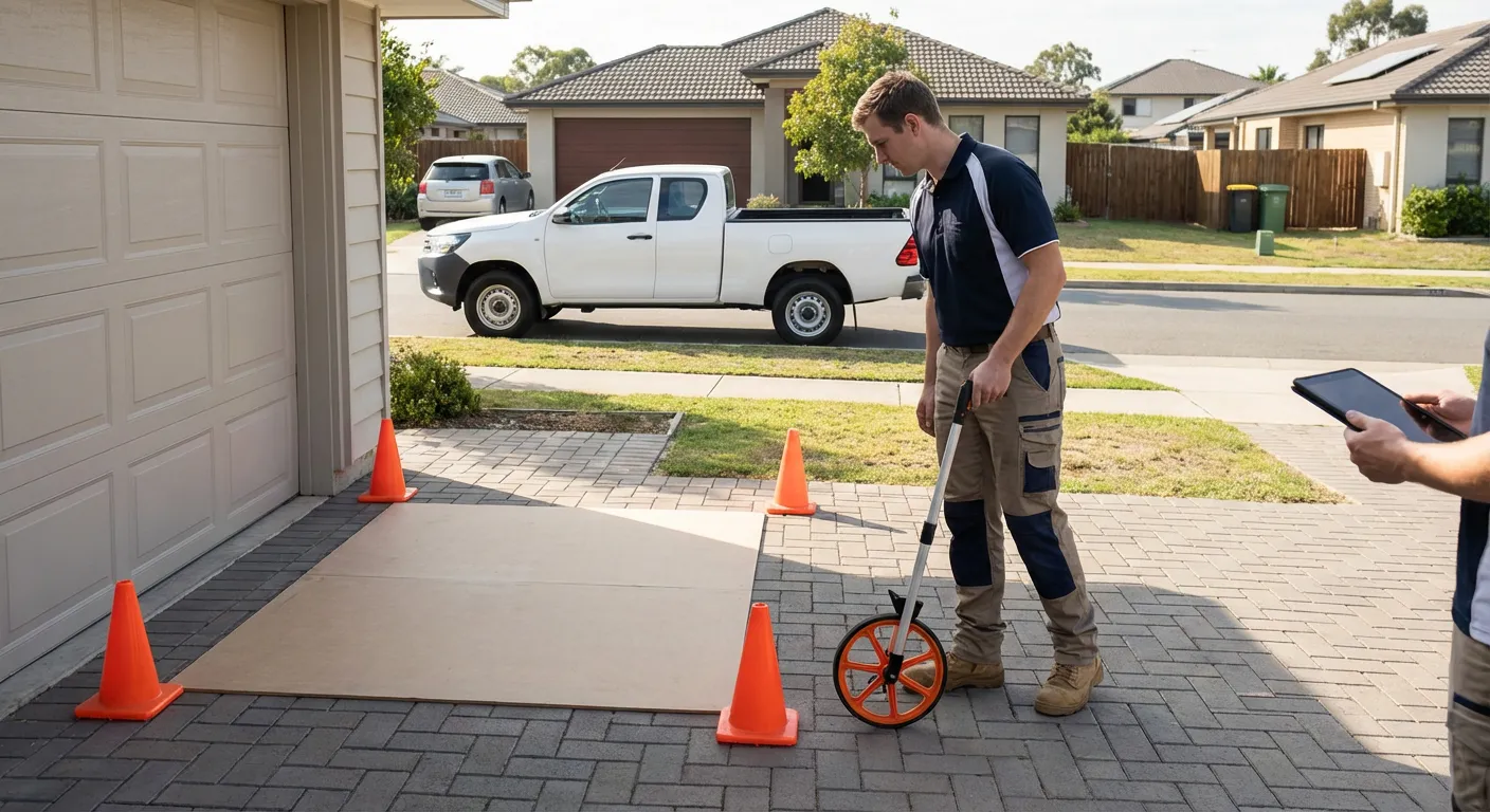 Site assessment for dumpster placement showing clearance requirements in Union City, CA