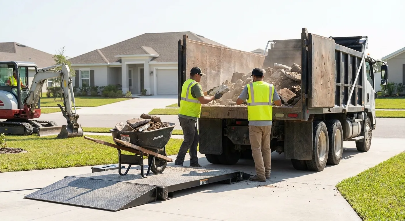Heavy debris dumpster loaded with concrete in Union City, CA