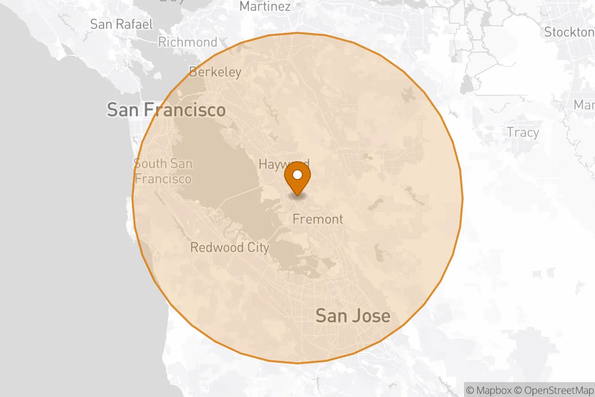 service area service area map in Union City, CA
